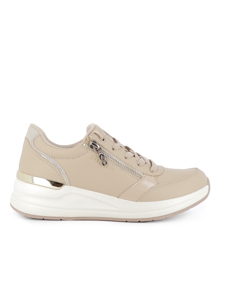 Deportivas transpirables con cordones cuña mujer blanco