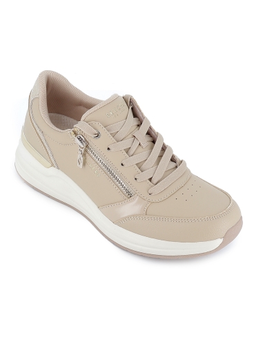 Deportivas transpirables con cordones cuña mujer blanco