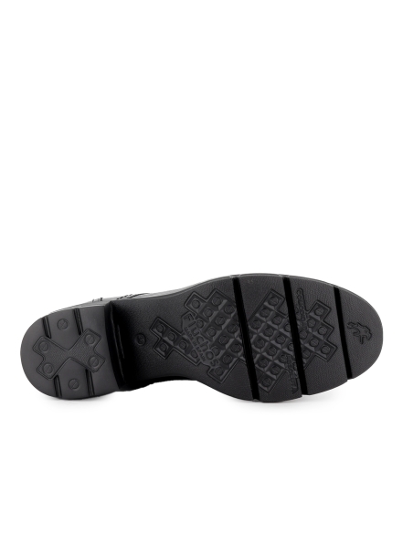 Botin militar charol cordones y hebilla tacon mujer burdeos