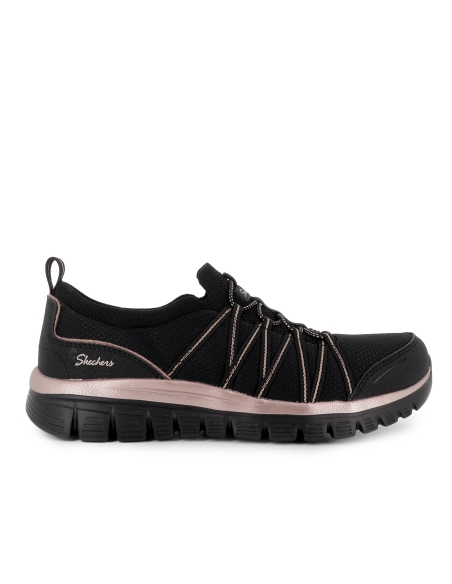 Deportivas comodas cordones elasticos entrelazados mujer negro