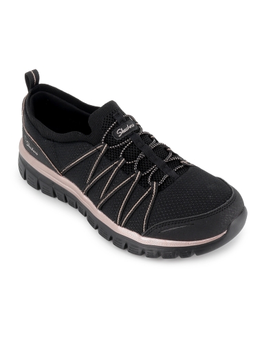 Deportivas comodas cordones elasticos entrelazados mujer negro
