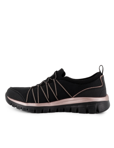 Deportivas comodas cordones elasticos entrelazados mujer negro