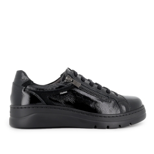 Deportivas piel cordones y cremallera ligera cuña mujer negro