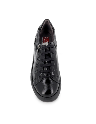 Deportivas piel cordones y cremallera ligera cuña mujer negro