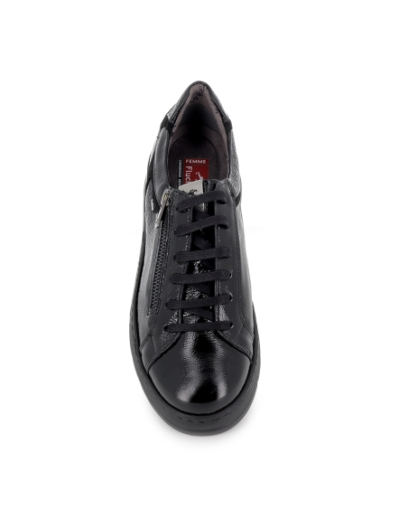 Deportivas piel cordones y cremallera ligera cuña mujer negro