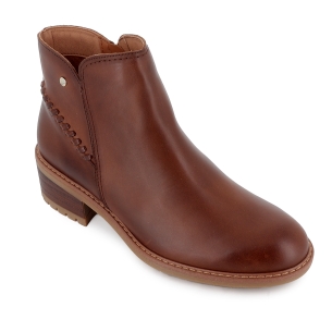 Botin piel corte irregular con cremallera tacon bajo mujer cuero 2