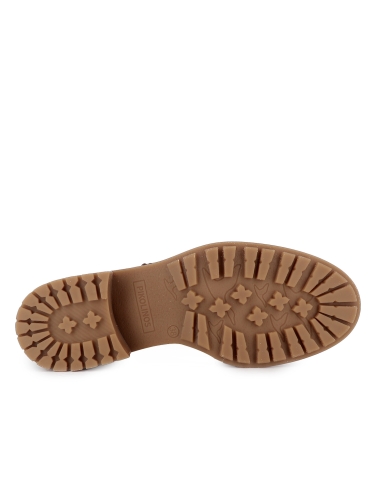 Botin piel corte irregular con cremallera tacon bajo mujer cuero