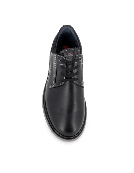 Zapato blucher piel con cordones y detalle suela hombre negro