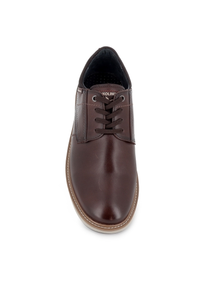 Zapato blucher piel con cordones y detalle suela hombre marron