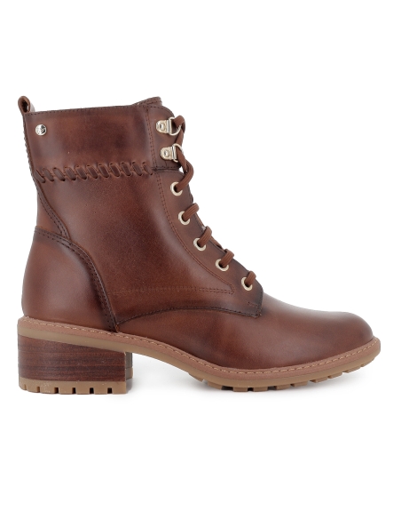 Bota militar piel y cordones con suela dentada tacon mujer cuero