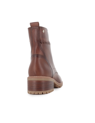 Bota militar piel y cordones con suela dentada tacon mujer cuero