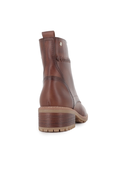 Bota militar piel y cordones con suela dentada tacon mujer cuero