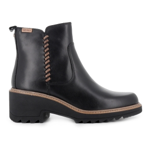 Botin piel cremallera y tacon ligero extra confort mujer negro