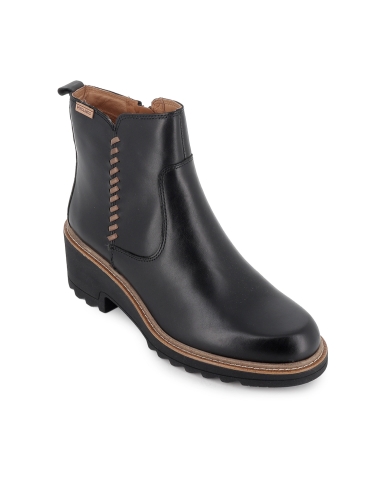 Botin piel cremallera y tacon ligero extra confort mujer negro