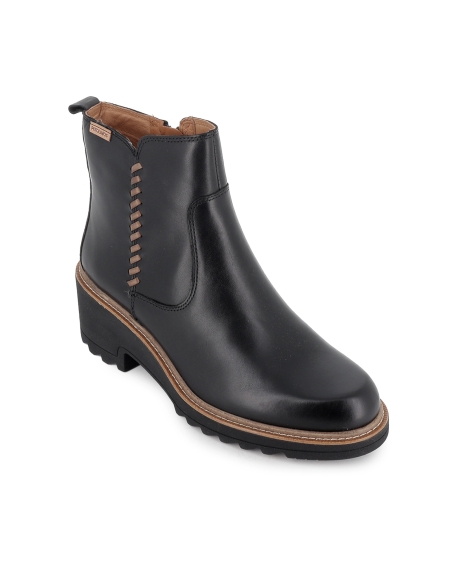 Botin piel cremallera y tacon ligero extra confort mujer negro