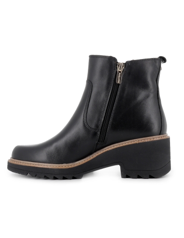 Botin piel cremallera y tacon ligero extra confort mujer negro