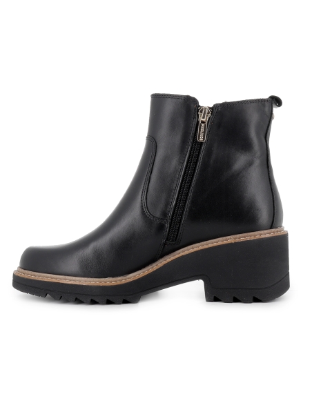 Botin piel cremallera y tacon ligero extra confort mujer negro