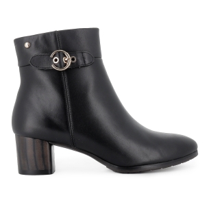 Botin de piel con cremallera y tacon bajo comodo mujer negro