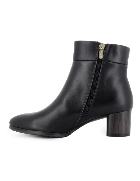 Botin de piel con cremallera y tacon bajo comodo mujer negro