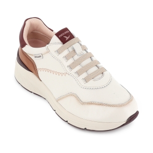 Deportivo piel y cordones elasticos cuña comoda mujer blanco 2