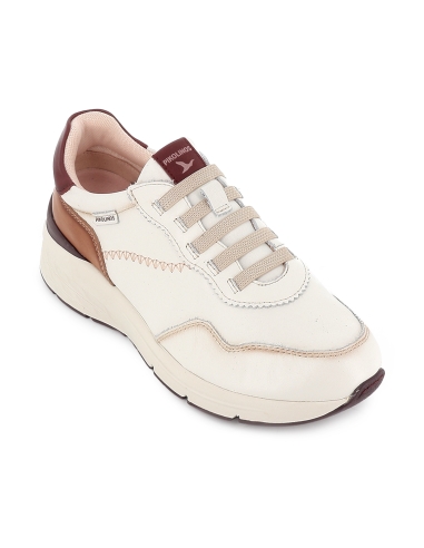 Deportivo piel y cordones elasticos cuña comoda mujer blanco