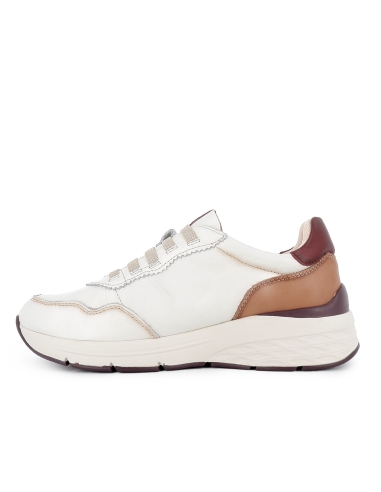 Deportivo piel y cordones elasticos cuña comoda mujer blanco