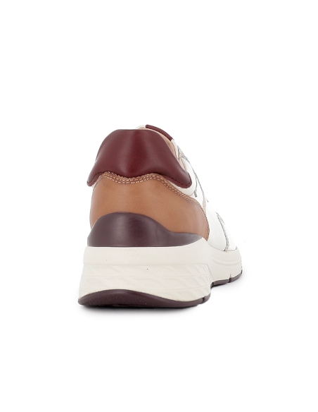 Deportivo piel y cordones elasticos cuña comoda mujer blanco