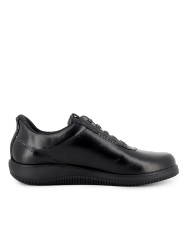 Deportiva piel cordones y cuña baja mujer negro