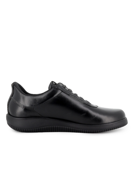 Deportiva piel cordones y cuña baja mujer negro