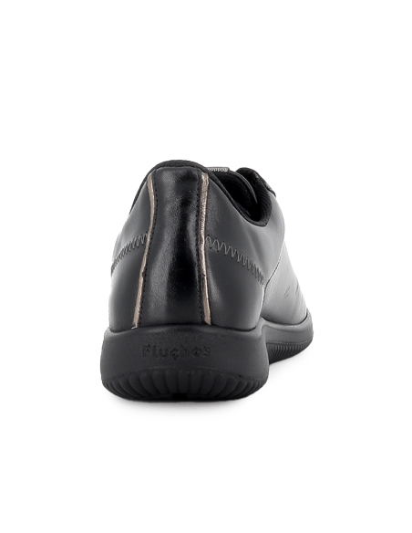 Deportiva piel cordones y cuña baja mujer negro