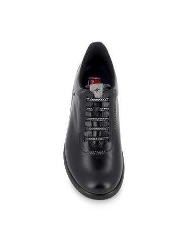 Deportiva piel cordones y cuña baja mujer negro