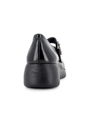 Merceditas charol con cuña ligera y plantilla comoda mujer negra