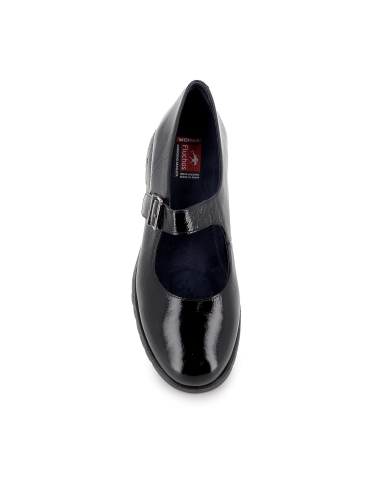 Merceditas charol con cuña ligera y plantilla comoda mujer negra