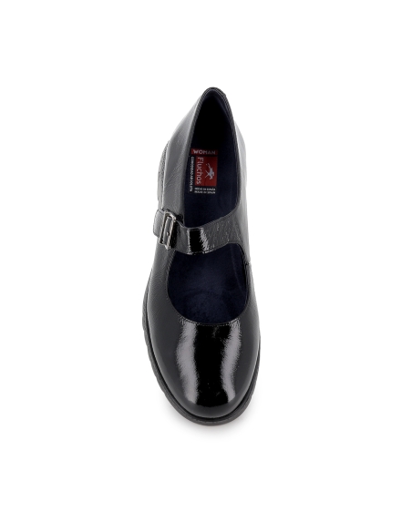 Merceditas charol con cuña ligera y plantilla comoda mujer negra