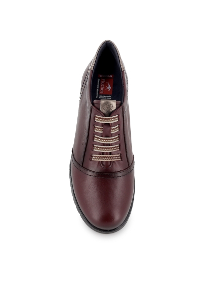 Deportivos piel cordones elásticos cuña mujer burdeos