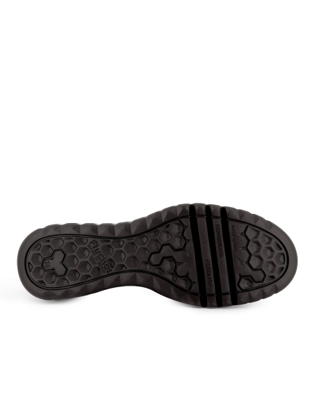 Deportiva piel combi con cremallera y cordones cuña mujer marron