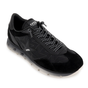 Deportiva nylon y serraje cordones elasticos comoda hombre negra 2