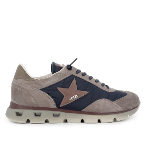 Deportiva nylon y serraje cordones elasticos comoda hombre azul