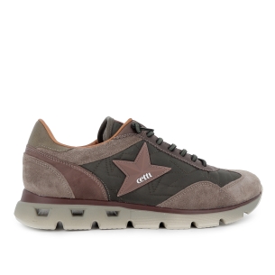 Deportiva nylon y serraje cordones elasticos comoda hombre kaki