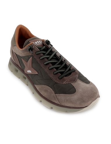 Deportiva nylon y serraje cordones elasticos comoda hombre kaki