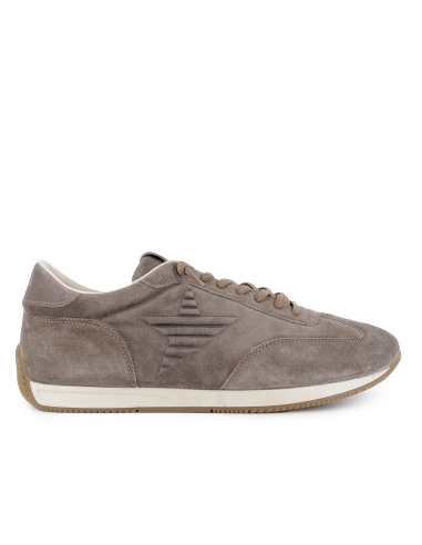 Deportiva piel serraje cordones elasticos comodo hombre taupe