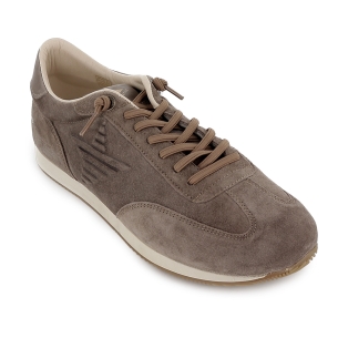 Deportiva piel serraje cordones elasticos comodo hombre taupe 2