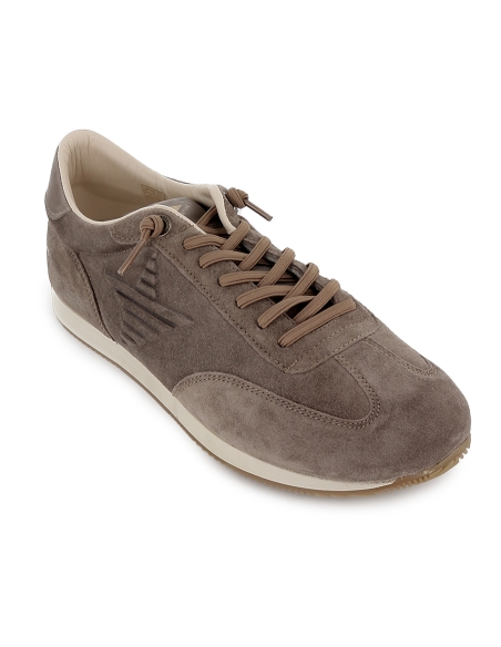 Deportiva piel serraje cordones elasticos comodo hombre taupe