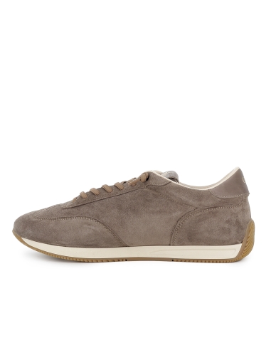 Deportiva piel serraje cordones elasticos comodo hombre taupe