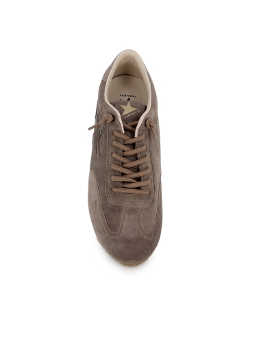 Deportiva piel serraje cordones elasticos comodo hombre taupe