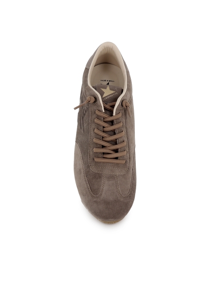 Deportiva piel serraje cordones elasticos comodo hombre taupe