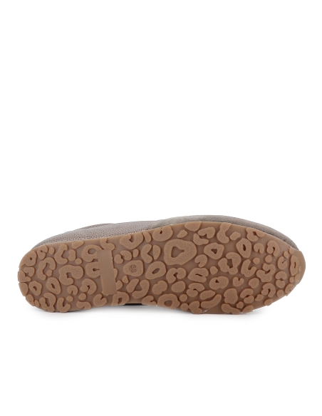 Deportivo piel con animal print y cordon elastico mujer marron