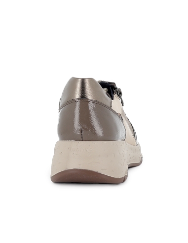 Deportivas piel con cordones y cremallera cuña baja mujer taupe