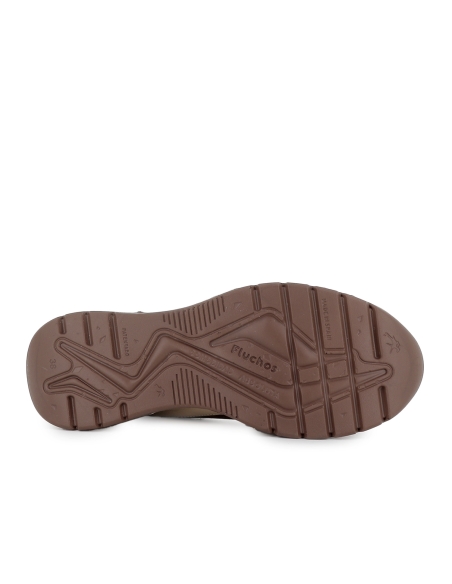 Deportivas piel con cordones y cremallera cuña baja mujer taupe