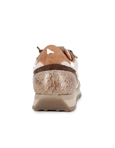 Deportivos piel y serraje cordones elasticos mujer beige